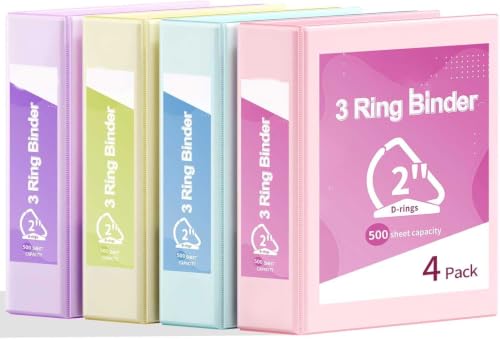 3 Ring Binder 2 Inch,Clear View Binder Three Ring PVC-Free