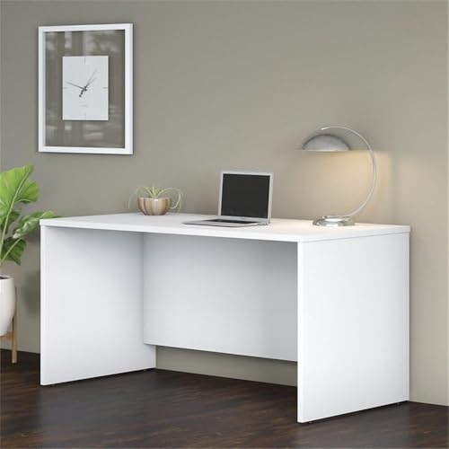 Scranton & Co 60" x 30" Contemporary Engineered Wood Computer Desk, White Finish, Thermally Fused Laminate, Cable Management, Modern Professional Office Desk, Durable Workstation