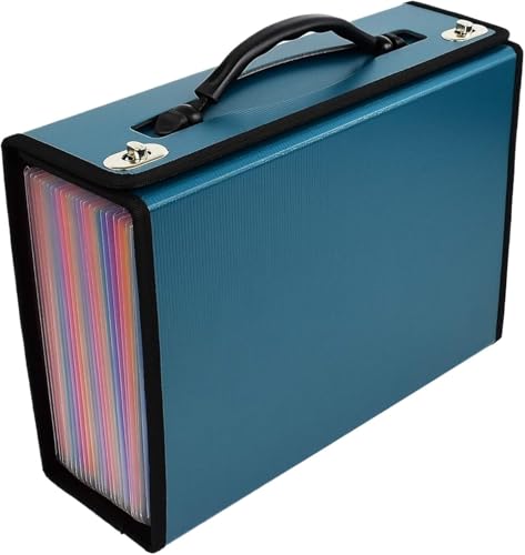 Expandable Accordion Filing Folders 24-Pocket Accordion File Folder - Expandable Document Organizer with Handles for Receipts & Papers(Blue)
