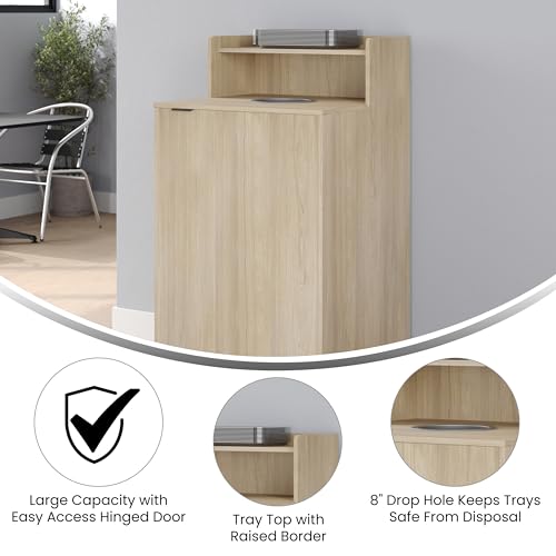 Flash Furniture Trash Can Enclosure, 32 Gallon, Oak