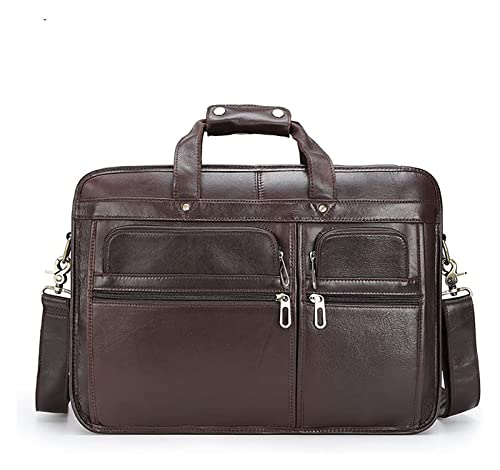 LLzyx Leather Briefcase for Men 15.6inch Laptop Bag Office Messenger Business Travel Computer Shoulder Handbag Briefcase