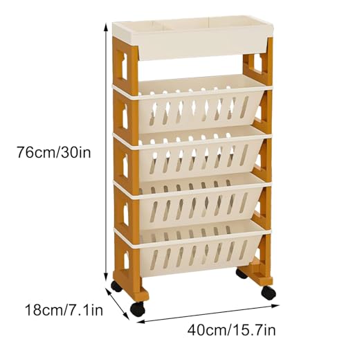 book cartStorage Shelves Document Folder Movable Rolling Storage Cart Slim Bookshelf Utility Cart Mobile Book Cart for Office Dorm Classroom Storage Cart (A)