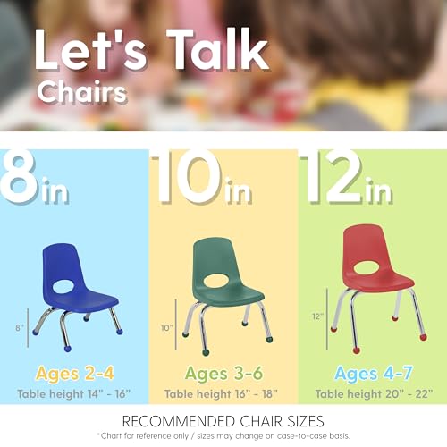 FDP 10" School Stack Chair with Ball Glides, Red, 11553-RD