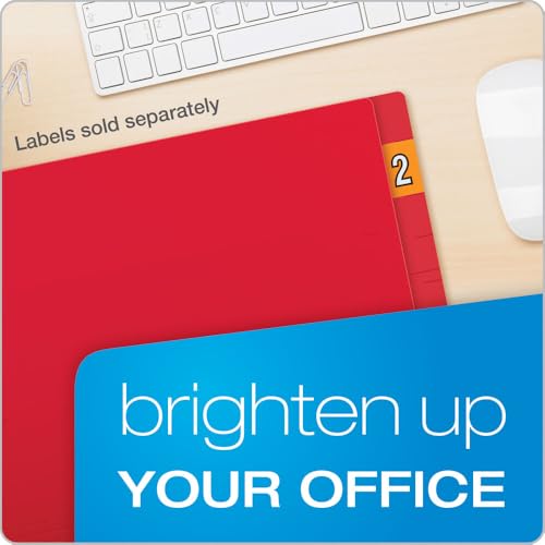 Pendaflex Colour End Tab Folders, Full Tab, Letter, Red, 100/Box
