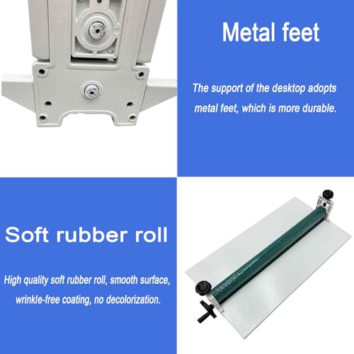 BEILOCKERY 25in(635mm) Manual Cold Laminating Machine with Soft Rubber Roller,All Metal Frame Laminator with Fold-up Table, Adjustable Roller Position, for Cold Mounting Photos