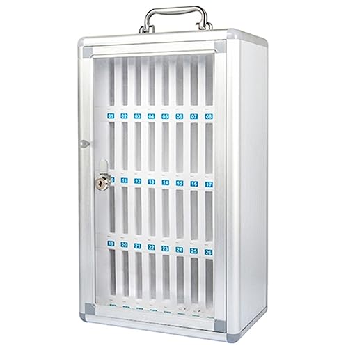 12/24/36/48/60 Slots Cell Phone Cabinet Aluminum Alloy Pocket Chart Storage Locker Box Portable Handle Key Lock & Handwritten Tags Wall Mounted For Classroom Office Gym ( Color : Silver , Size : 36 )