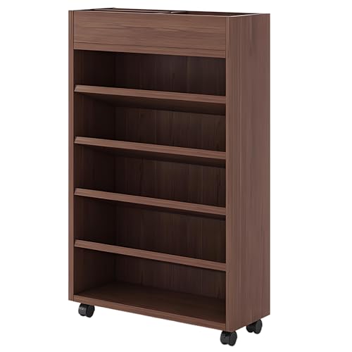 Wooden Book Cart, Multi-Layer Rolling Book Carts, Mobile Bookshelf with Wheels, Large Capacity Storage Rack for Office, Study, Living Room, Bedroom