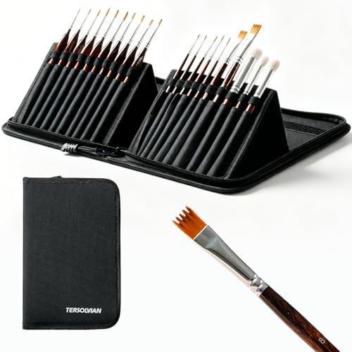 Tersolvian Miniature Paint Brushes Dry Brushes, 20 PCS Model Paint Brushes