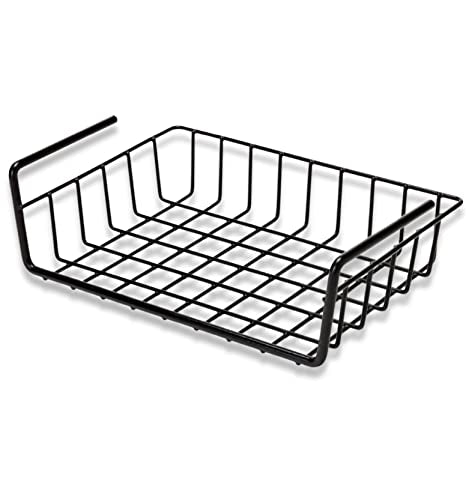 SnapSafe Hanging Shelf Document Basket, 76012 - Coated Wire Basket Maximizes Storage for Documents, Gun Accessories, & Ammo - Easy Access Under Shelf Storage for Gun Safes - Holds Up to 40 Pounds