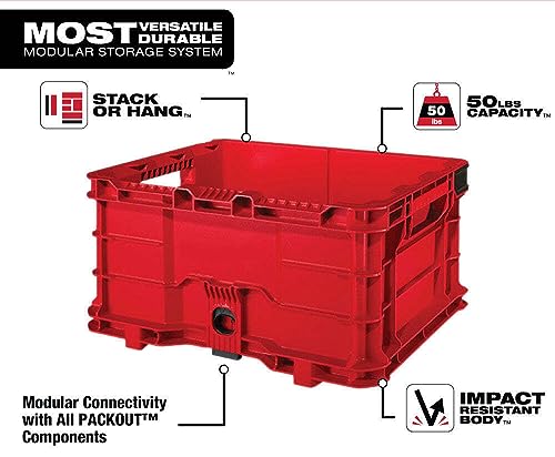 48-22-8440 for MiIwaukee Tool Storage Crate Impact Resistant Versatile Polymer, Red