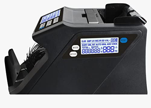 Khippus PRO4700 Money Counter with UV/MG/IR Counterfeit Detection, 3 LCD Displays, Bill Value Counting, Add & Batch Modes for USD & Euro