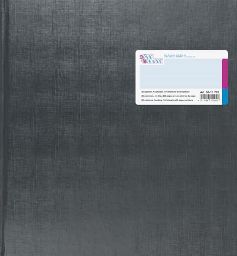 König & Ebhardt 8611703 Account Book Cash Column Sheets with Headers Design Cover Strap – Grey