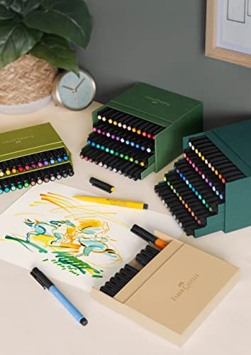 Faber-Castell Art & Graphic Pitt Artist Pen Brush India Ink Pen, Multicoloured, Studio Box Of 24, For Art, Craft, Drawing, Sketching, Home, School, University, Colouring