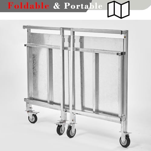 Metal Food Cart with Wheels for Business, Portable Street Food Kiosk/Farmers Market Booth, 100x50/40x20'' 120x60/47x24'' Food Vendor Booth Display Stands(120x60cm/47.2x23.6in)
