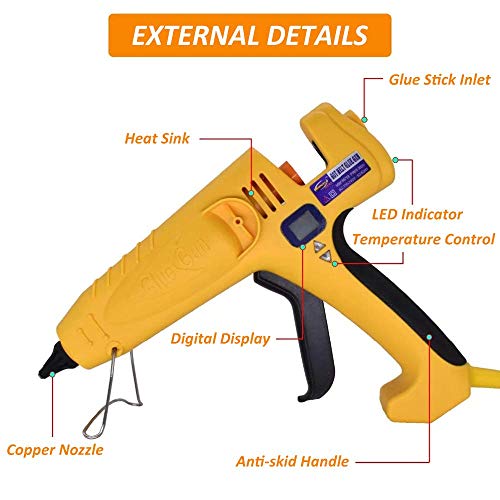 Industrial Hot Glue Gun Full Size High Power 500W Temperature Adjustable Thermostat Control with 0.43" 11mm Glue Sticks, Heavy Duty for Industrial, Household, Arts Crafts Decoration Repairs, Not Mini