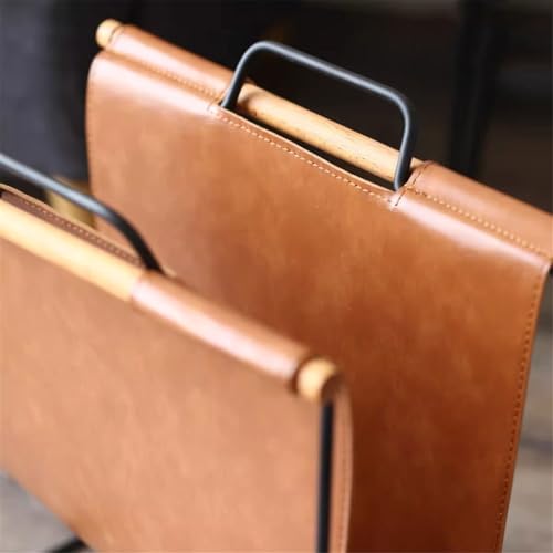 Office Bookshelf Iron and Leather Nordic Style Floor-Standing Bookshelf Miscellaneous Storage Rack