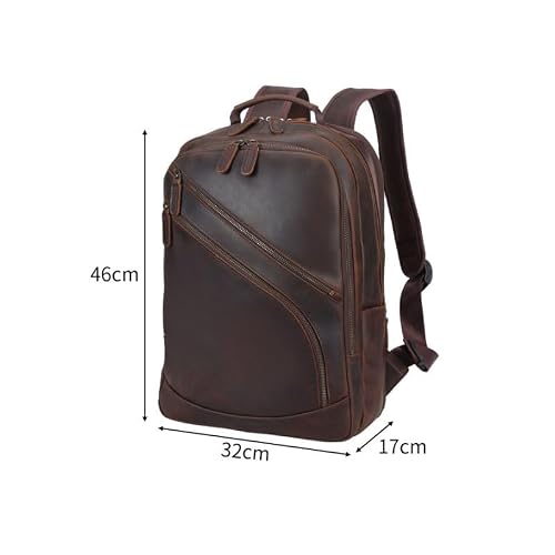 AODFDSJH Business Fashion Brown Cowhide Computer Backpack Outdoor Travel Camping Daily Commute