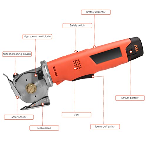 Rechargeable Electric Tailoring Scissors for Fabric and Leather Cutting, Cordless Design, 4000mAh Battery, Power Cutting Tool with 25MM Blade