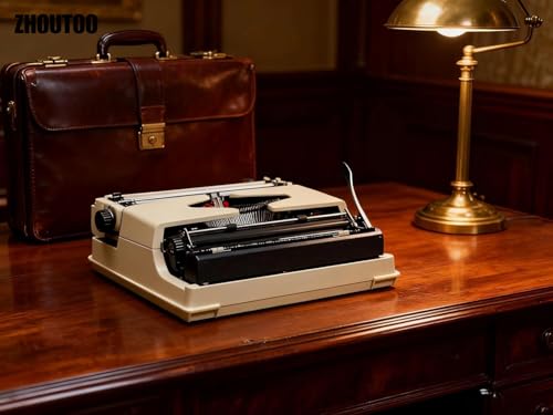 ZHOUTOO Vintage Mechanical English Typewriter with Original Carrying Case - Smooth Keys for Easy Typing - Manual Typewriter Ideal for Writers, Collectors, and Office Use