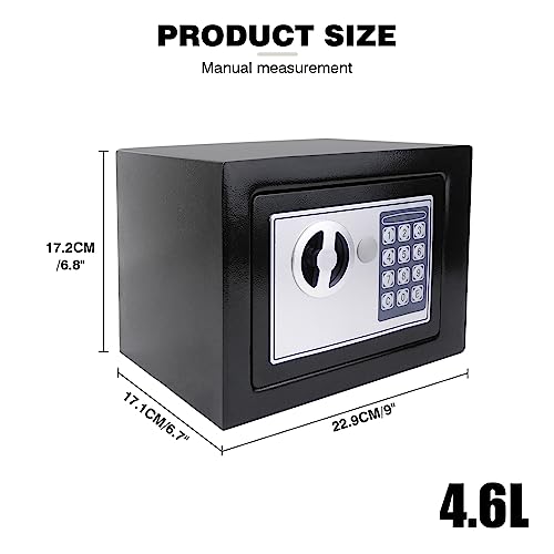 TBLOTYD Electronic Safe Home Safe Box Digital Safe Box with Keypad, Keys for Deposit Cash, Document for Home or Business/Black/16L ，Black-4.6L