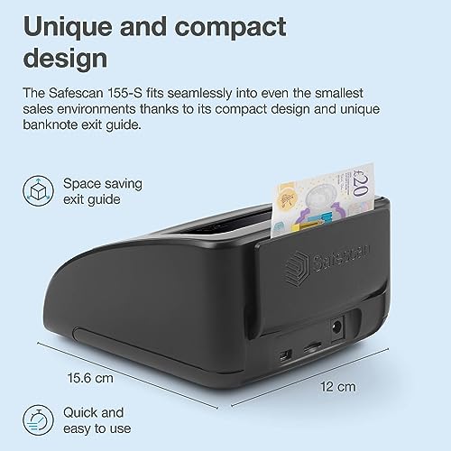 Safescan 155-S Automatic Banknote Checker for Quick Checking of Banknotes - Counterfeit Money Checker with 7-Way Authentication Check - 100% Accurate Banknote Checker