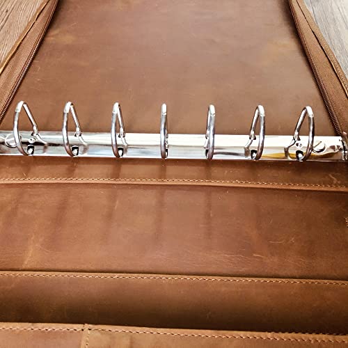 Leather Business Check Binder 7 Ring, Zippered Business Checkbook Cover, Premium Check Book Holder, 600 Checks Capacity for 9 x 13 inch Sheets Custom Name/Logo