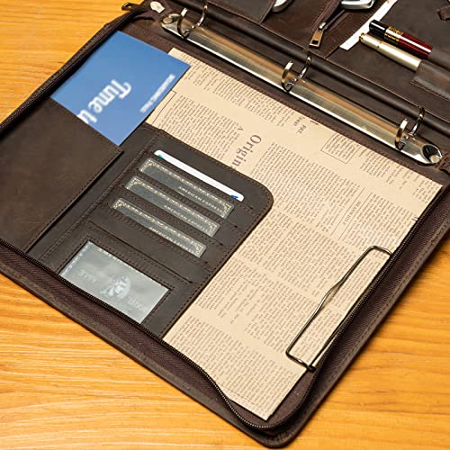 YIWEN Personalized Leather Portfolio 3 Ring Binder for 8.5 x 11 Notepad