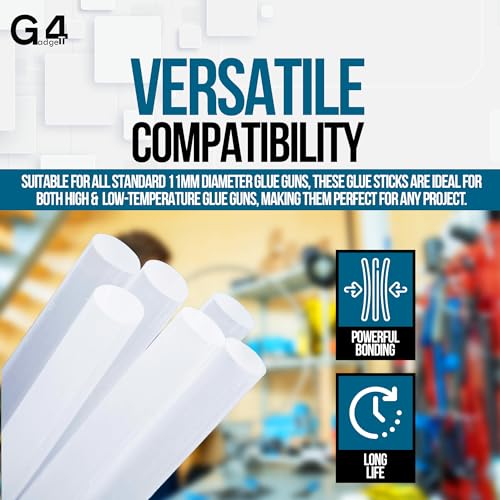 G4GADGET 50 Pack 11mm x 100mm Hot Melt Glue Sticks - Strong Adhesive for Glue Guns, Ideal for Crafts, Repairs & DIY Projects