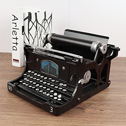 Retro Vintage Typewriter Model, Nostalgic Typewriter Model Retro Wrought Iron Desktop Decoration, for Home, Office, Bar Decoration 31 * 31 * 19CM