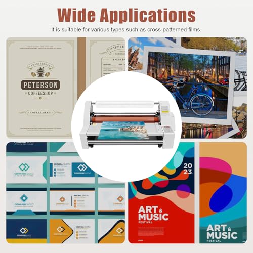 V350 Hot Cold Roll Laminator, 13.78" Single & Dual Sided Thermal Laminator Laminating Machine with Temperature Control & Digital Display for Paper Card Wood Veneer PVC Foil