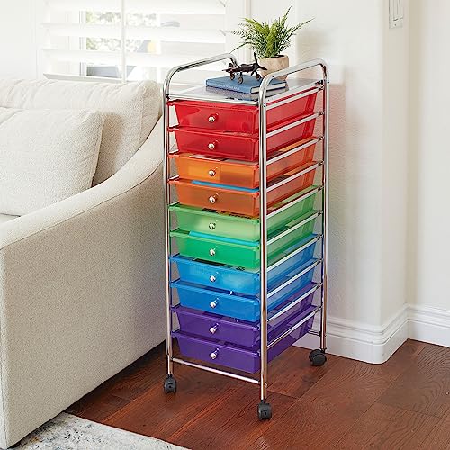 ECR4Kids 10-Drawer Everyday Mobile Storage Utility Cart, Assorted