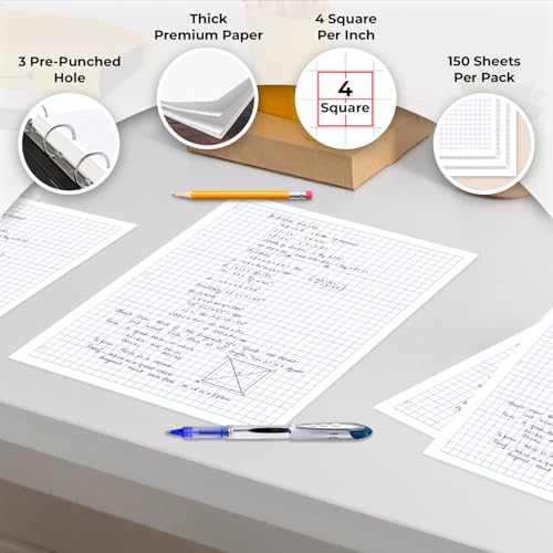Rosmonde 1152 Pack Graph Paper Bulk, 172800 Sheets, Quad Ruled Paper Bulk