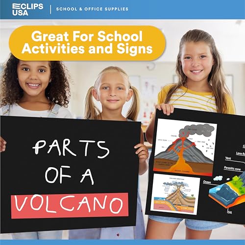 Poster Board Black Poster Paper 22x28 Large Poster Board Bulk School Supplies (22x28) (Black, 200 Pack)