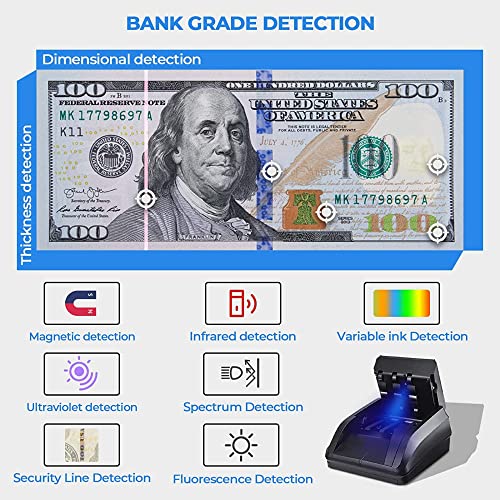 Portable Counterfeit Banknote Detector LCD Display Fast Counting