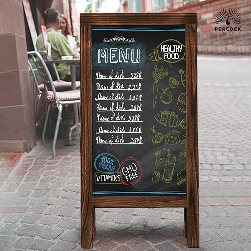 Peacock display Double-Sided Rustic Magnetic A-Frame Chalkboard Sign for Outdoor and Indoor Use, Magnetic, Black | Sturdy, Stylish, and Versatile; Perfect for Events, Menus, and Business Promotions