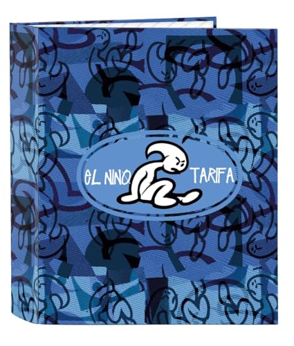 Safta El Niño Roller Ring Binder, Folio, 4 Rings, Ideal for Children of Different Ages, Comfortable and Versatile, Quality and Resilience, 27 x 6 x 33 cm, Blue/Black, M, Casual, Blue/Black, M, Casual