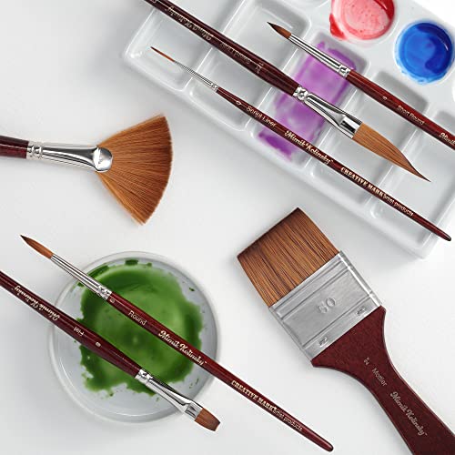 Creative Mark Mimik Kolinsky Watercolor Brush - # 36 Flat - Short Handle Synthetic Paint Brush - Handmade in Germany - Synthetic Sable Paint Brushes for Professional Artists - Animal-Friendly