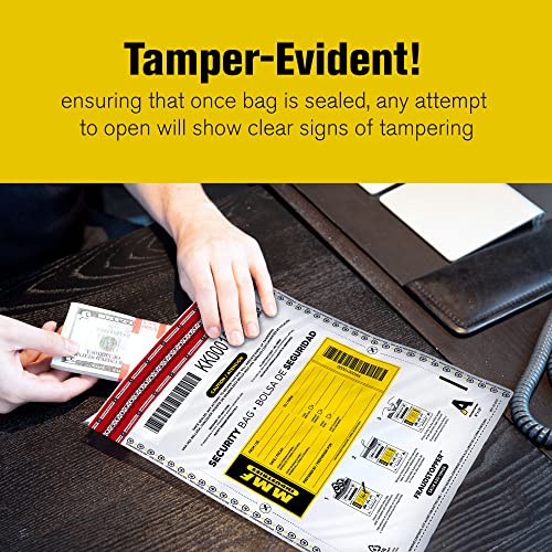 MMF Industries Cash Transmittal Bags | 12W x 16H | Pack of 100 | Unique Alphanumeric Numbering | Self-Sealing Adhesive | Four Tamper Indicators | Folded Bottom | Deposit Plastic Bags
