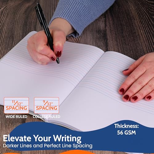12 Pack - EPI Primary Ruled Composition Notebook Black - 200 Pages (100 Sheets), 9-3/4 x 7-½ - Classroom Back to School Supplies, Heavy Duty, Durable Hardcover Office Notebooks, Sewn