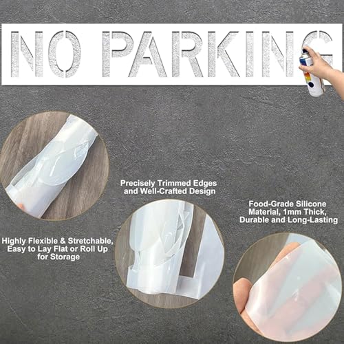 Washable Parking Restriction Templates 12Inch High Flexible Silicone Drawing Stencil for Outdoor Pavement Marking Large Letter Stencil Templates