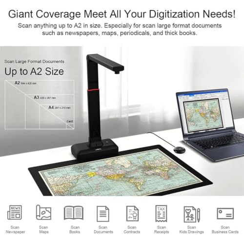 23MP Document Camera Scanner, A2 Large Format Book Scanner