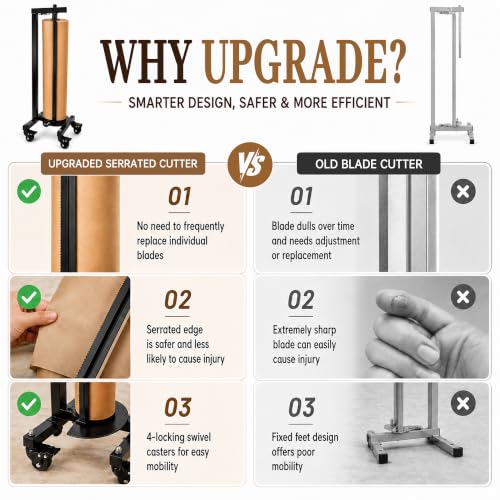 36 Inch Mobile Vertical Butcher Paper Dispenser with 1 Roll Kraft Paper