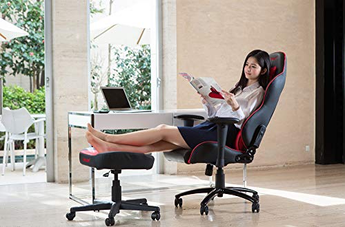 AKRacing Gaming Chair Ottoman Footrest Red Heavy Duty PU Leather Home Remote
