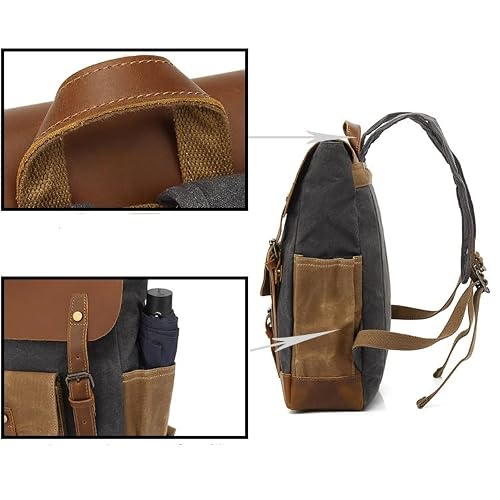 VCDUXMQLK Laptop Backpack Genuine Leather Casual Travel Daypack Hiking Bag Camping Rucksack