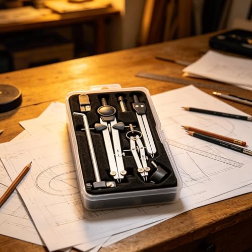 HYffUUOP Professional Drafting Compass Set Metal Compass for Geometry Engineering Drawing Tools with Extension Beam Dividers Math Compass