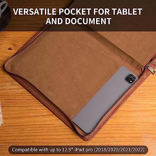 Geslun Personalized Leather Zippered Portfolio with Handle and Front Pocket