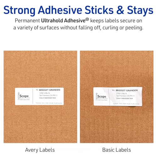 Avery Durable Waterproof Address Labels with Sure Feed Technology, 1-1/3" x 4", White, Laser Printer Compatible, 700 Blank Labels Total, Great for Mailing, Branding, and More (5522)