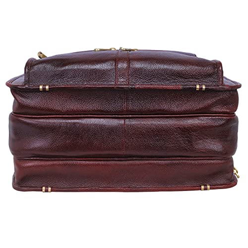 Full Grain Leather 16 Inch Briefcases Laptop Shoulder Bags for Men and Women Leather Business Travel Work Bag (Brown)
