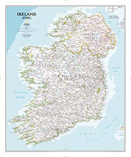 National Geographic: Ireland Classic Wall Map - 30 x 36 inches - Art Quality Print