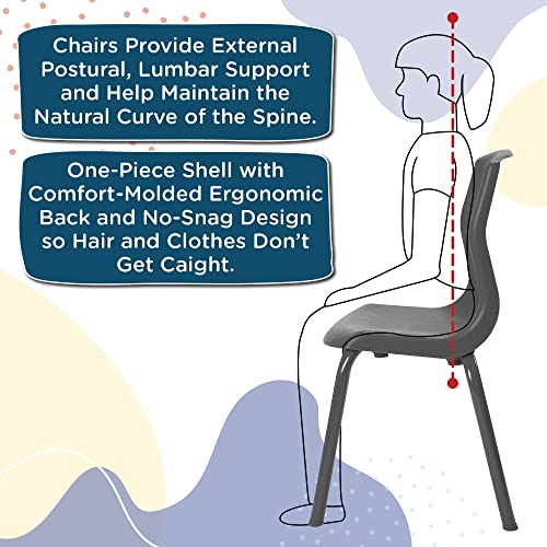 Angeles MyPosture Plus 8" Chair, Navy with Chrome Legs, 2 Pack, Stackable Ergonomic Seating Solution for Classrooms and Homeschools